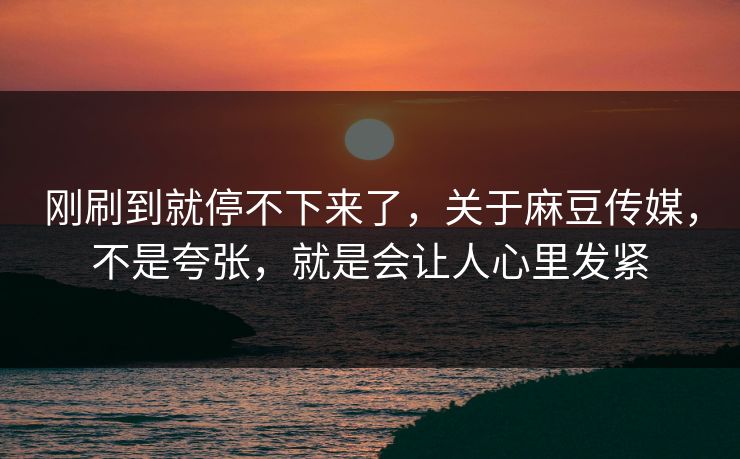 刚刷到就停不下来了，关于麻豆传媒，不是夸张，就是会让人心里发紧