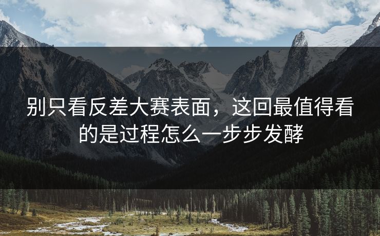 别只看反差大赛表面,这回最值得看的是过程怎么一步步发酵 别只看反差大赛表面,这回最值得看的是过程怎么一步步发酵
